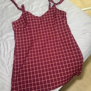 Forever 21 Burgundy and Pink Plaid Top